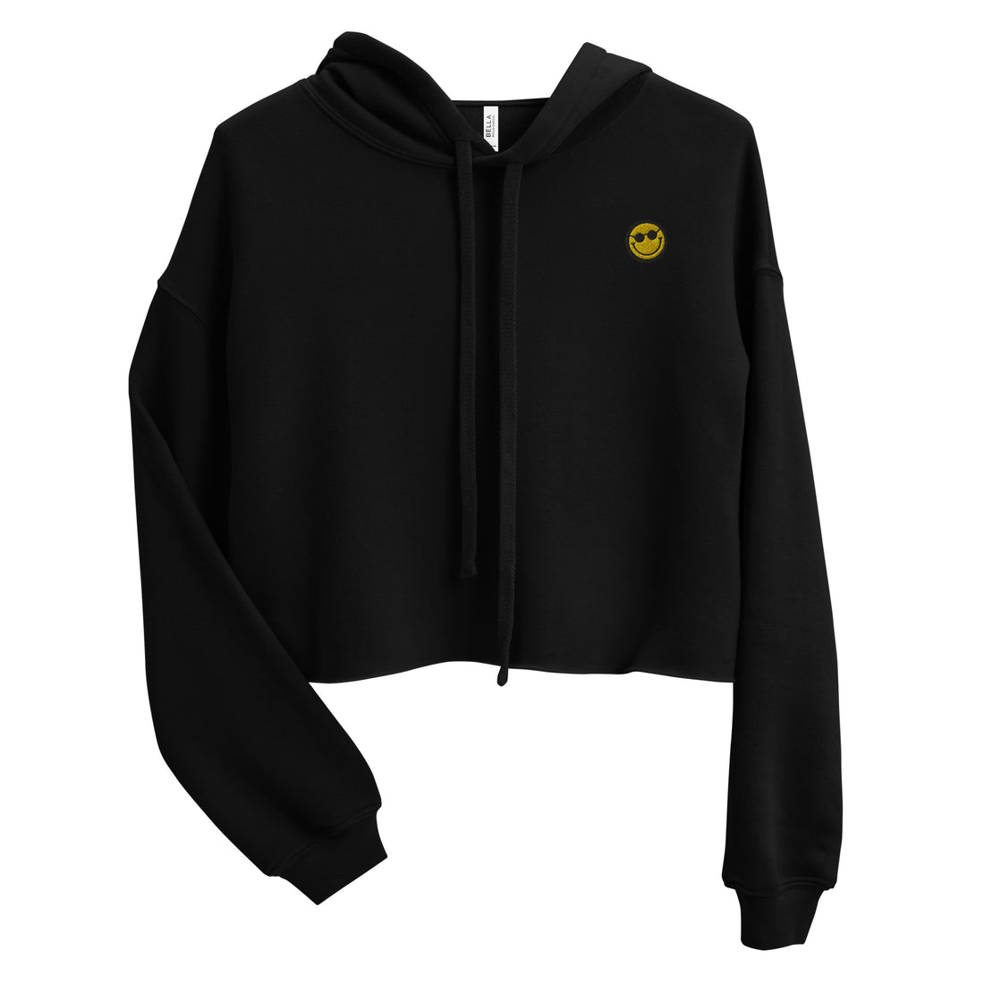 Smiley Face Embroidered Women's Crop Hoodie by Boardy Barn