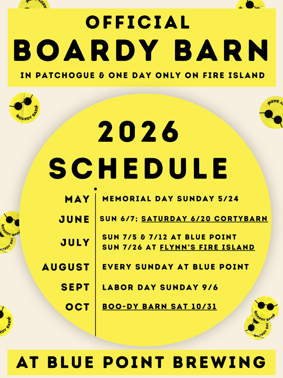 
  
  🎉 Boardy Barn Patchogue 2026 Schedule
  
