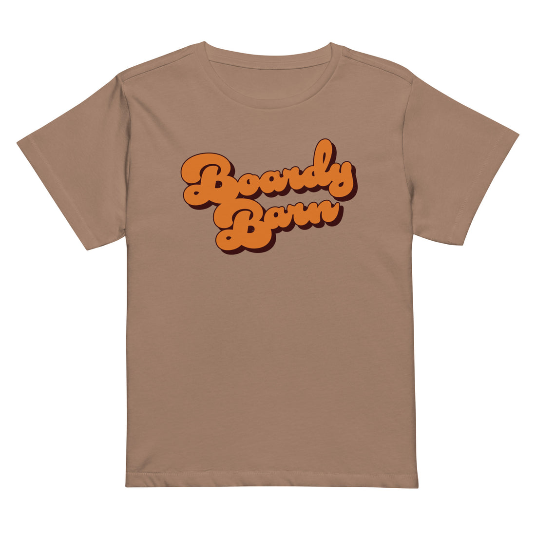 
  
  Boardy Barn 1970's 'Funky Font' Women’s high-waisted t-shirt
  

